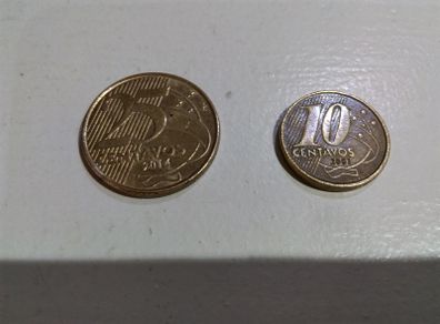 25 Centavos + 10 Centavos Coin, Brazil