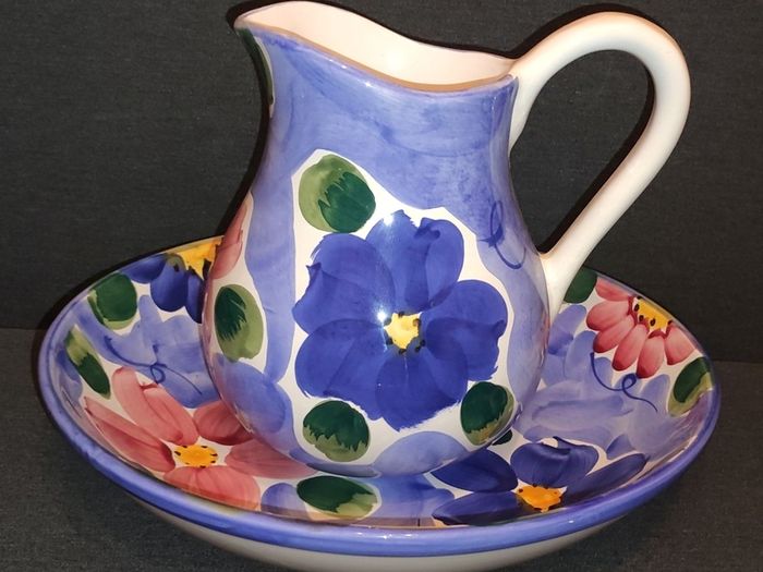 Vintage Floral Pitcher Jug and Bowl.