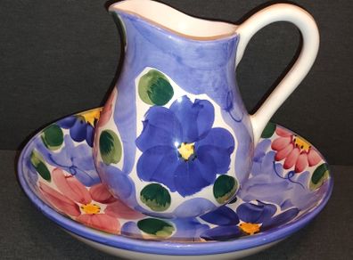 Vintage Floral Pitcher Jug and Bowl.