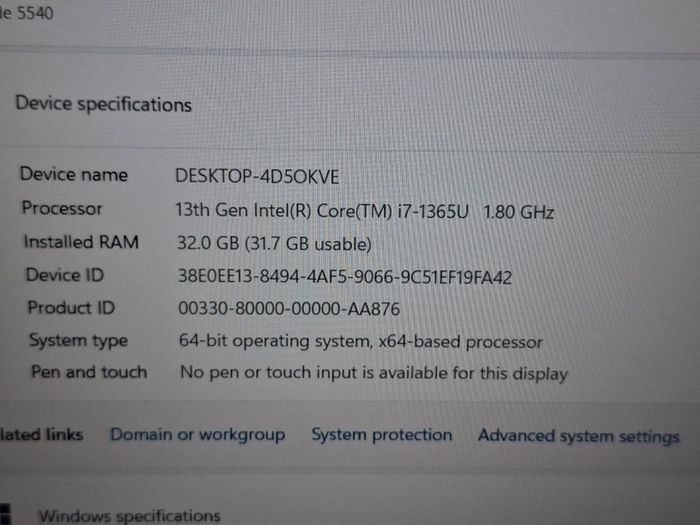Dell Latitude 5540 32gb Ram 768gb Ssd I7 1.8ghz Cpu