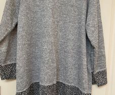 Grey marl jumper with leopard print trim - brand new with tags