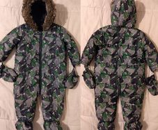 Waterproof Warm Fleece lined hooded Pram, Snow Suit & Mitten
