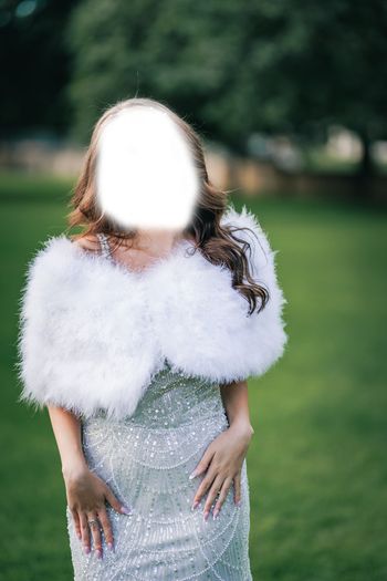 Ball Dress with ostrich feather cloak size S.