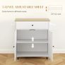 Rolling Kitchen Island with Drop Leaf, Kitchen Storage Cart with Drawer, Spice Rack and Towel Rack, White Image 4