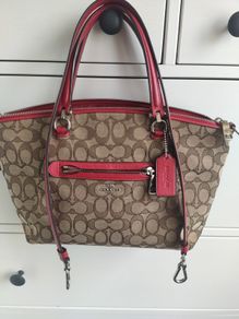 Coach Prairie Satchel Bag 36311 Brown Khaki Red