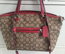 Coach Prairie Satchel Bag 36311 Brown Khaki Red