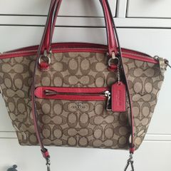 Coach Prairie Satchel Bag 36311 Brown Khaki Red