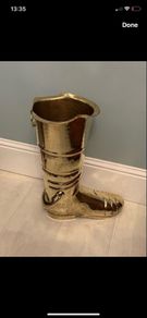 Antique Brass Boot Umbrella Stick Stand