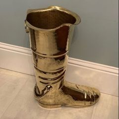 Antique Brass Boot Umbrella Stick Stand