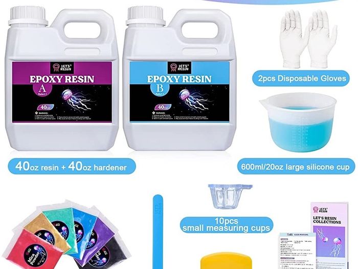 80oz Crystal Clear Casting Resin Kit, Bubbles Free Epoxy Resin Supplies, Clear Resin for Tumblers, Molds, Jewelry, Table Top, Epoxy Resin with 6 Mica Powders, Large Silicone Cup and More (FREE POSTAGE)