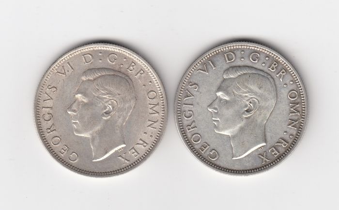 G.B.1940 &1942. Half Crown, 2/6, 50% Silver Coins ( no.435)