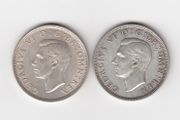 G.B.1940 &amp;1942. Half Crown, 2/6, 50% Silver Coins ( no.435)