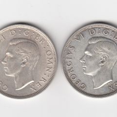 G.B.1940 &1942. Half Crown, 2/6, 50% Silver Coins ( no.435)