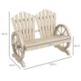 Fir Wood Love Seats with Wheel-Shaped Armrests, Large Load-Bearing Chair, Natural Wood Finish Image 3