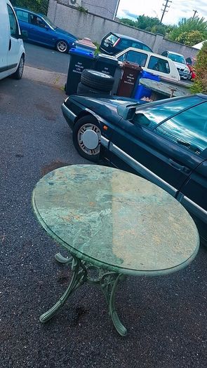 marble top cast iron table