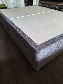 Grey fabric divan bed base with storage - King Size Bed