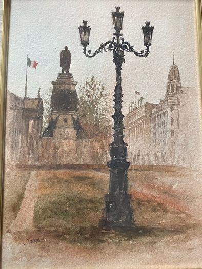Edward Tomkus (1936) O Connell street  Dublin Watercolour