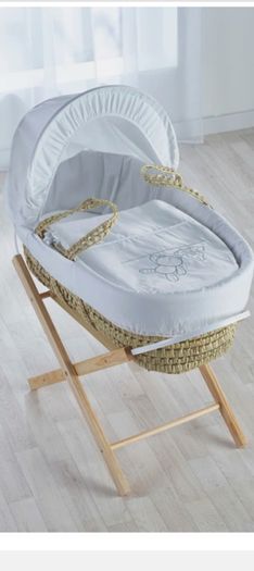 Moses basket, stand, mattress and bedding by Kinder Valley
