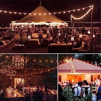 SUMMER SALE Outdoor Indoor String Lights Mains Powered, 120FT G40 LED Festoon Lights Outdoor, IP45 Waterproof Globe Mains Garden Lights with 60+2 Bulbs (FREE SHIPPING)
