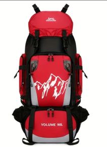 90 L Hiking backpack. Trekking backpack. Camping backpack. Red.
