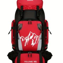 90 L Hiking backpack. Trekking backpack. Camping backpack. Red.