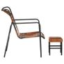 Relaxing Armchair with a Footrest Brown Real Leather Image 4