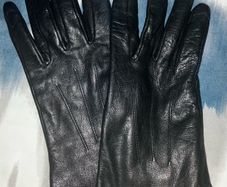 Black leather gloves