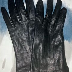 Black leather gloves