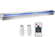 35.4" x 4.5" x 3.1" Stainless Steel Decorative Waterfall Pool Fountain With LED Strip Light For Garden Pond Indoors And Outdoors