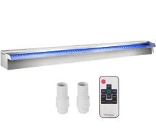35.4" x 4.5" x 3.1" Stainless Steel Decorative Waterfall Pool Fountain With LED Strip Light For Garden Pond Indoors And Outdoors