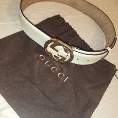 Authentic Gucci White Leather GG Belt