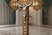 antique marquetry cross