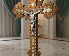 antique marquetry cross