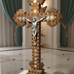 antique marquetry cross