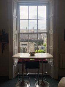 Marble Bar Table and 3 Mid Century Bar Stools
