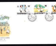 1989 Guernsey Europa: Children's Toya and Games Commemorative Stamps Official First Day Cover (FDC)
