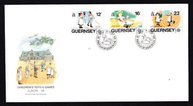 1989 Guernsey Europa: Children's Toya and Games Commemorative Stamps Official First Day Cover (FDC)