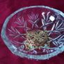 Killarney Crystal Cut Crystal Glass Happy Birthday Lidded Jewelry Dish / Bowl With 22 Carat Gold Cover Handle and Footed Base Finishing Made In Ireland Image 7