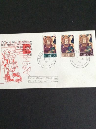 1972 First Day Covers Olympic Council, Anniversary of Irish Stamp, Christmas