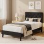 Single Bed Frame, 90 x 190 cm, with Adjustable Upholstered Headboard, Heavy Duty 256kg Weight Capacity, Easy Assembly, No Box Spring Needed, Grey Image 8