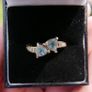 Vintage Solid 14k Gold Aquamarines And Diamonds Ring Size O - 3,35g Image 4