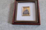 1980s SMALL Chromolithography on 23k Gold Foil of  Sacre Coeur PARIS France