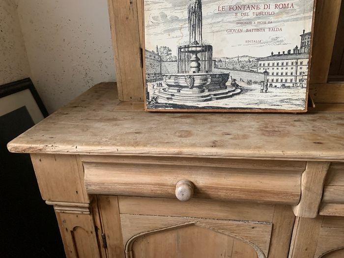 Old Irish Antique Pine,  Glass Front Dresser