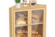 Brand New Corner Bamboo Bread Box.