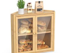 Brand New Corner Bamboo Bread Box.