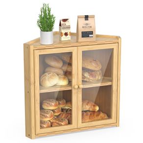 Brand New Corner Bamboo Bread Box.
