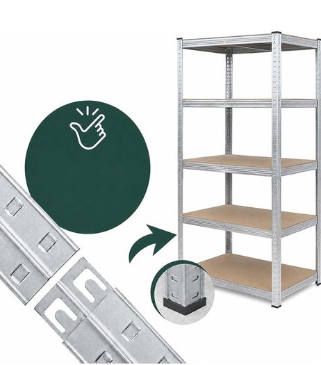 Heavy-Duty Shelving Unit, 5 Tiers, HWD: 200 x 90 x 60 cm, Silver up to 875 kg, basement & garage, storage rack, steel