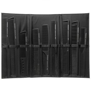 9pcs Professional Carbon Combs Anti Static Hair Styling Comb Set With Pouch