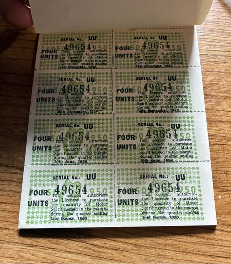Rare Irish 1950 motor spirit ration book. Full book