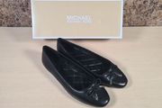 Womens Michael Kors Nori Flat Black Leather Ballet Pumps Slip On Shoes Size Uk 8 Eu 40-41 Brand New In Box
